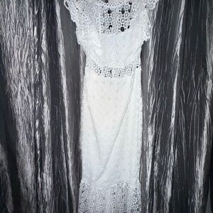 Petal & Pup White Lace Midi Dress